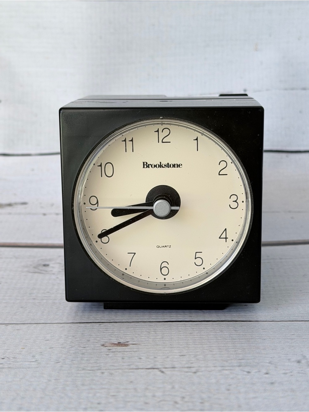 VINTAGE Brookstone Black and Cream Square Wall Clock